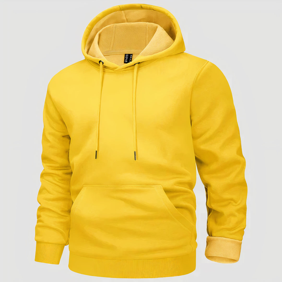 Casual fleece hoodie for autumn, perfect for staying warm and stylish on cool days.







