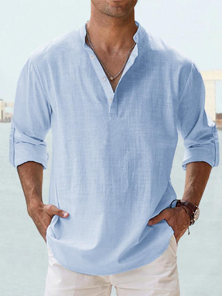 Casual linen shirt for summer, designed for comfort and breathability.






