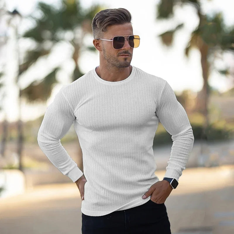 Men’s casual muscle fit shirt with a tailored design, breathable fabric, and versatile style for warm days and social occasions.