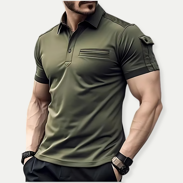 Casual muscle polo shirt with a slim-fit design and breathable material, ideal for summer days and casual outings.