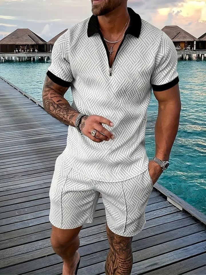 Casual shorts and shirt set for summer, featuring breathable, lightweight materials and a relaxed fit, perfect for warm-weather style and comfort.






