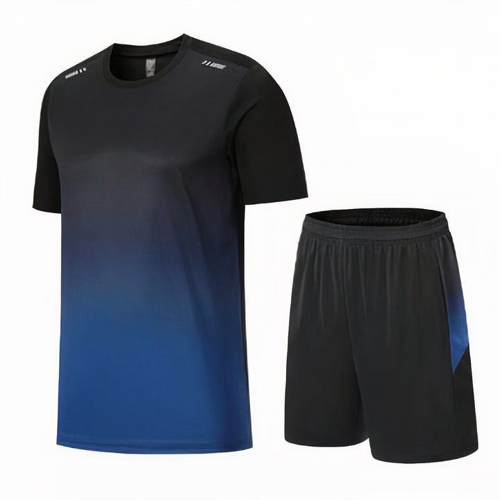 Casual sporty shirt and shorts set for men, perfect for summer activities and staying cool.