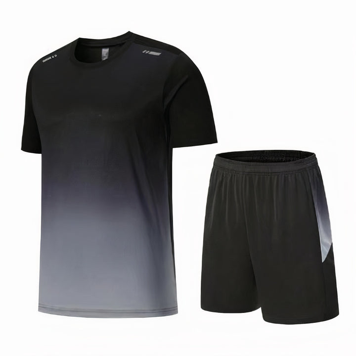 Casual sporty shirt and shorts set for men, perfect for summer activities and staying cool.