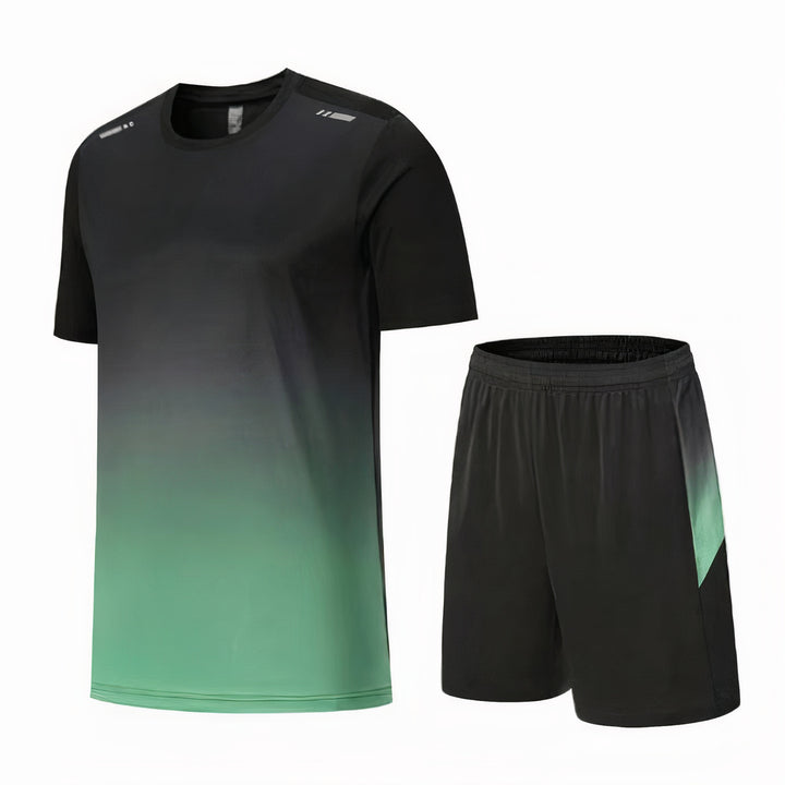 Casual sporty shirt and shorts set for men, perfect for summer activities and staying cool.