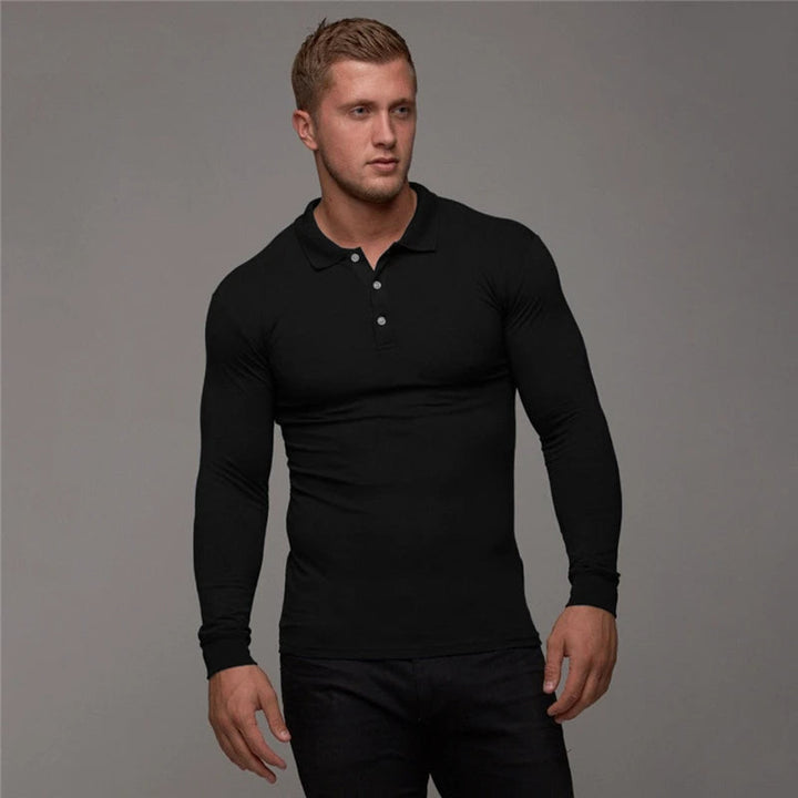 Chic muscle-fit long-sleeves shirt designed for a sleek, modern look and optimal comfort on warm days.