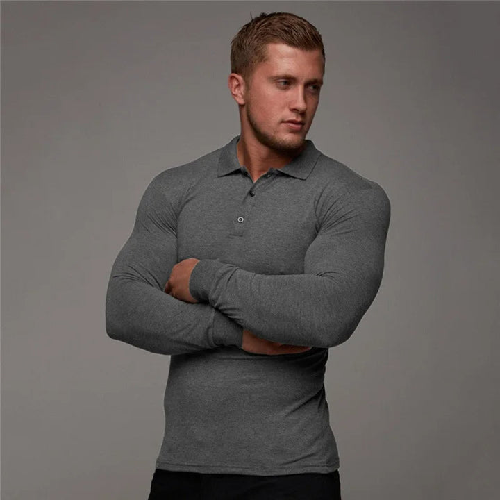 Chic muscle-fit long-sleeves shirt designed for a sleek, modern look and optimal comfort on warm days.