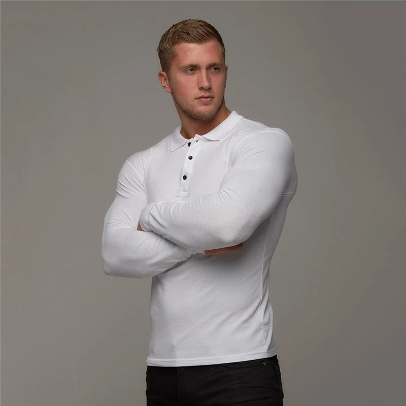 Chic muscle-fit long-sleeves shirt designed for a sleek, modern look and optimal comfort on warm days.