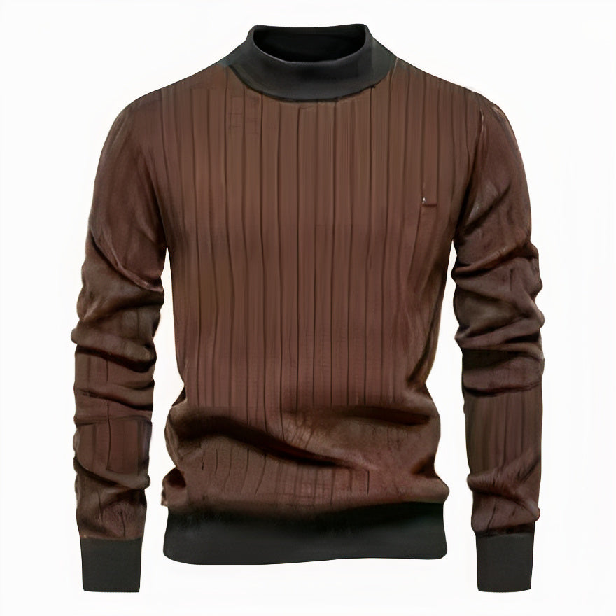 Stylish men's round neck sweater, perfect for layering and staying warm on autumn days.







