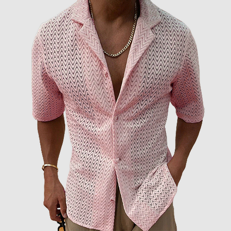 Classic crochet knitted beach shirt with breathable fabric, lightweight design, and timeless knit detailing ideal for summer days.






