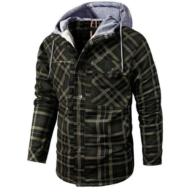 Classic flannel fleece autumn jacket with soft lining, insulated warmth, and timeless design for casual and outdoor wear.