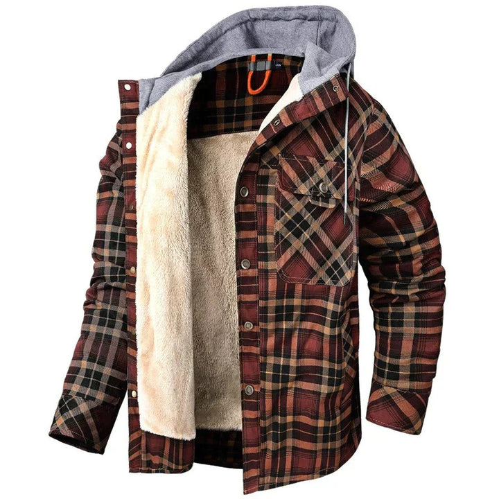 Classic flannel fleece autumn jacket with soft lining, insulated warmth, and timeless design for casual and outdoor wear.