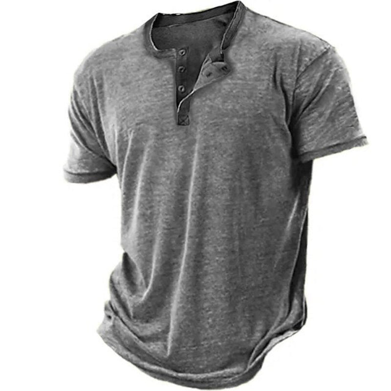 Classic Henley shirt for men with breathable fabric and a stylish neckline, ideal for summer days.