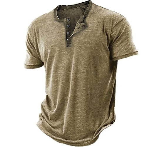 Classic Henley shirt for men with breathable fabric and a stylish neckline, ideal for summer days.