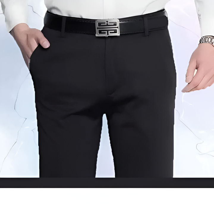 Classic high-waist business pants with a tailored fit, breathable fabric, and versatile design, perfect for professional and formal settings.






