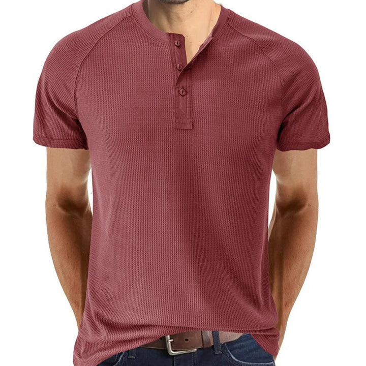 Classic men's summer t-shirt made from soft, breathable fabric for comfortable wear during warm days.