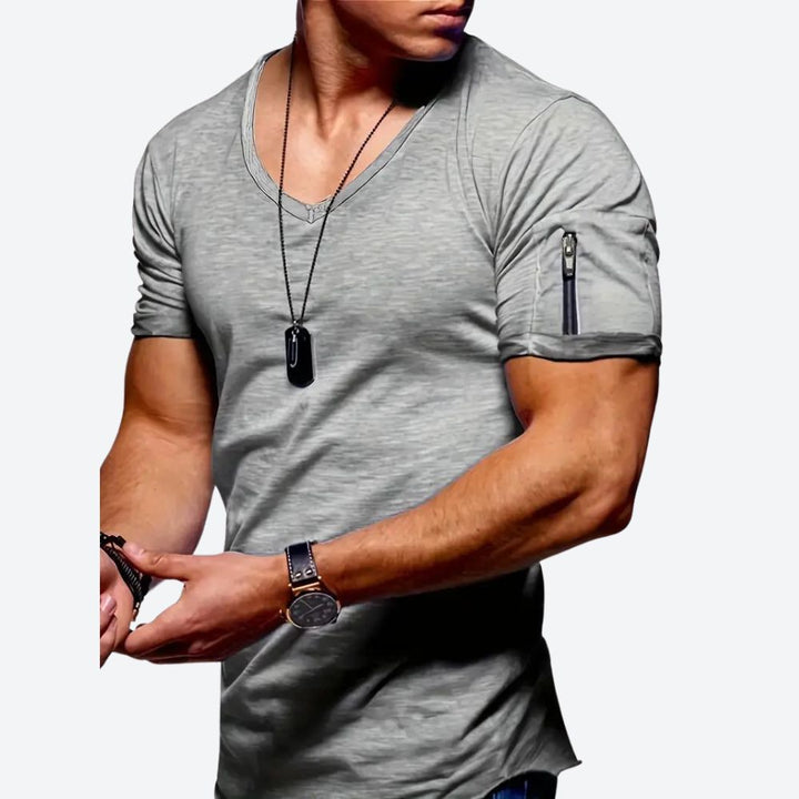 Classic men's V-neck tee with lightweight, breathable fabric, timeless design, and versatile comfort ideal for summer days.






