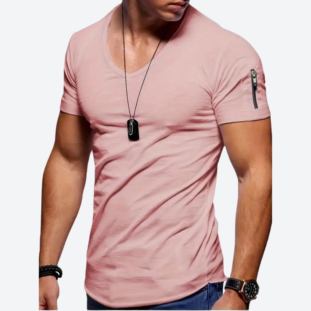 Classic men's V-neck tee with lightweight, breathable fabric, timeless design, and versatile comfort ideal for summer days.






