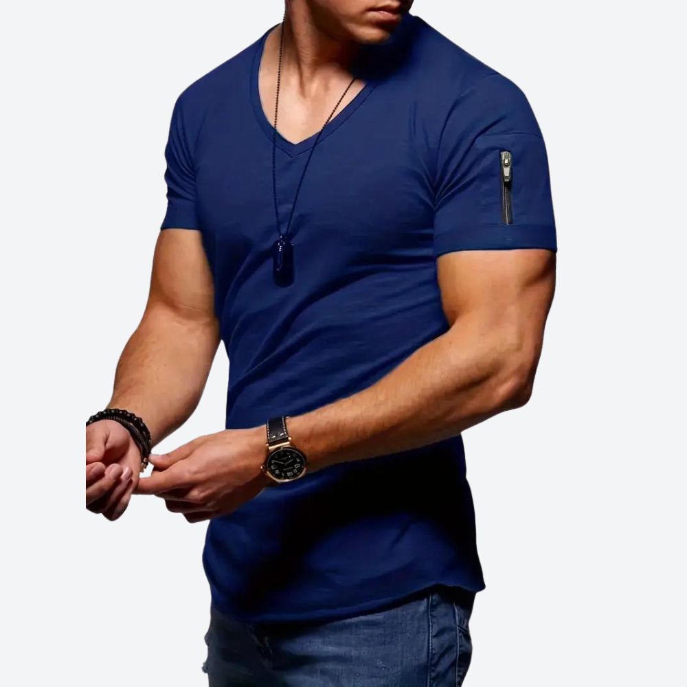 Classic men's V-neck tee with lightweight, breathable fabric, timeless design, and versatile comfort ideal for summer days.






