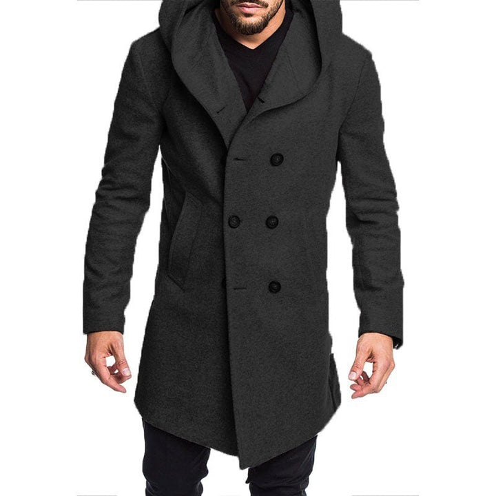 Classic windproof wool coat, providing warmth and timeless style for chilly autumn days.







