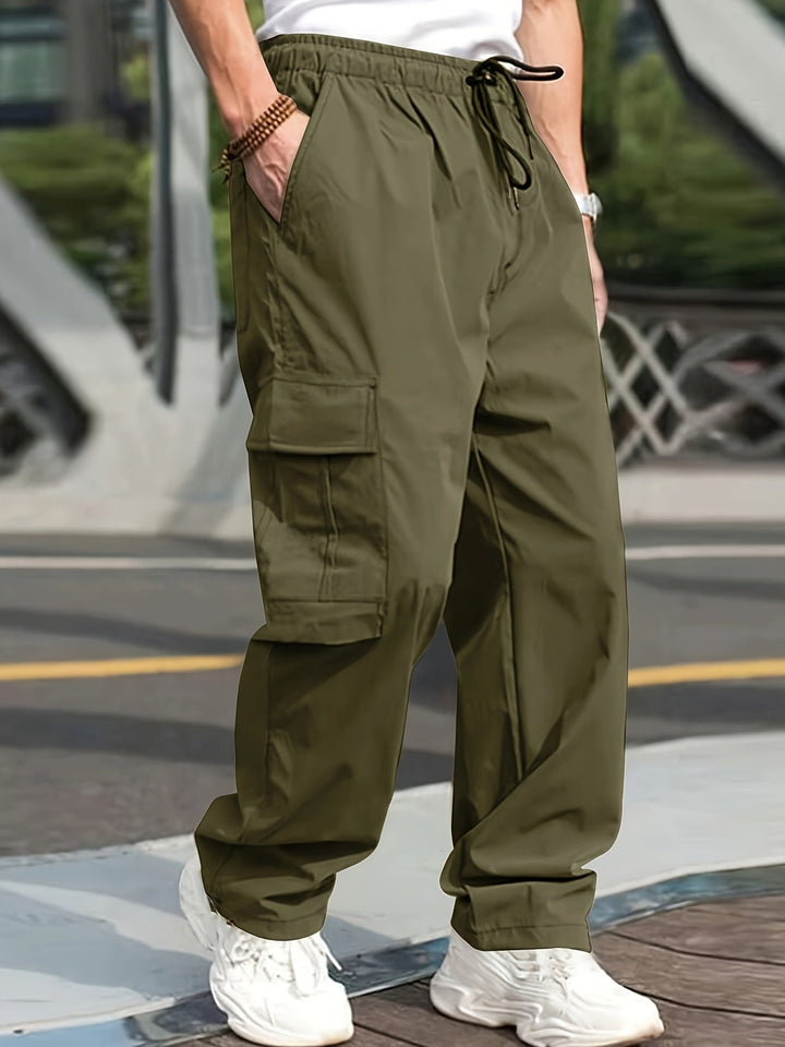 Comfortable cargo pants for men with spacious pockets and breathable fabric, perfect for summer days and casual outings.







