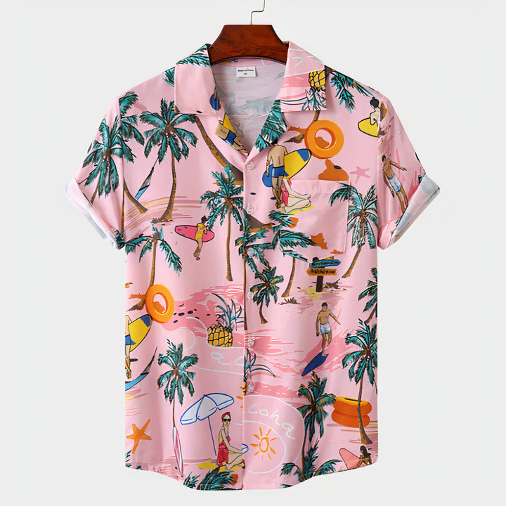 Comfy Hawaiian summer shirt for men with lightweight, breathable fabric, perfect for warm weather.