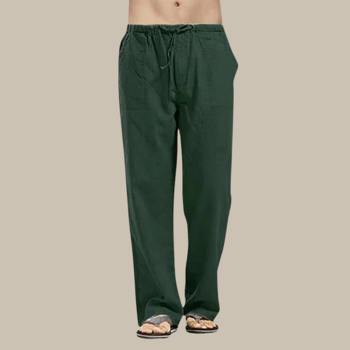 Lightweight and breathable linen beach pants for men, featuring a relaxed fit and versatile design for summer days.