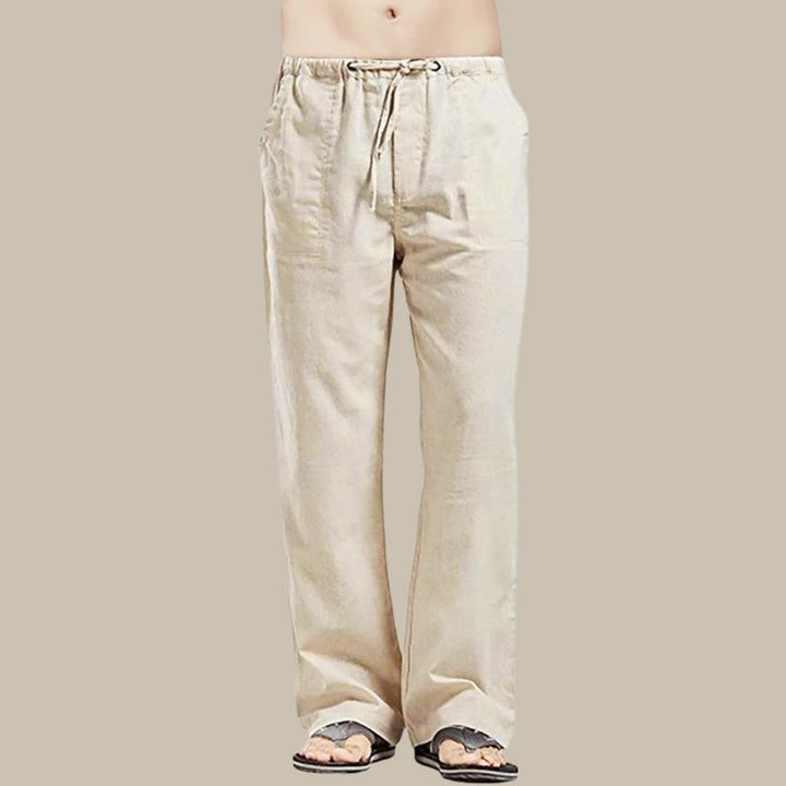 Lightweight and breathable linen beach pants for men, featuring a relaxed fit and versatile design for summer days.