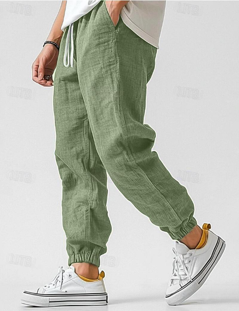 Comfortable linen summer pants for men, designed for a relaxed fit and breathability on warm days.