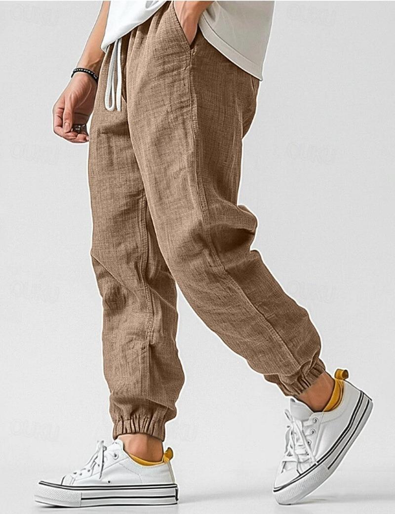 Comfortable linen summer pants for men, designed for a relaxed fit and breathability on warm days.