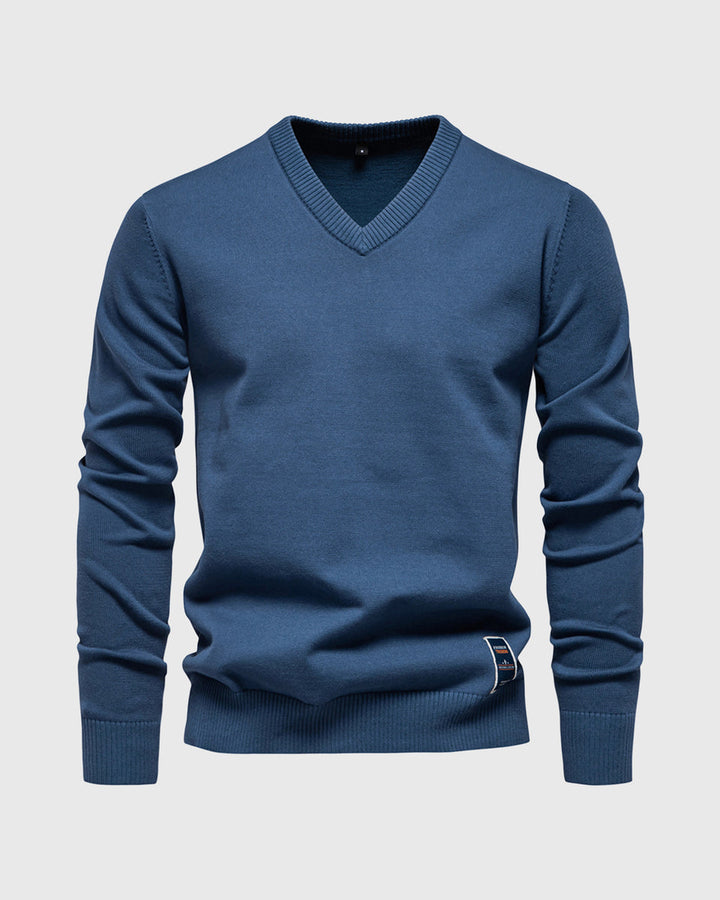 Soft and stylish men's V-neck sweater, perfect for layering and staying warm on autumn days.







