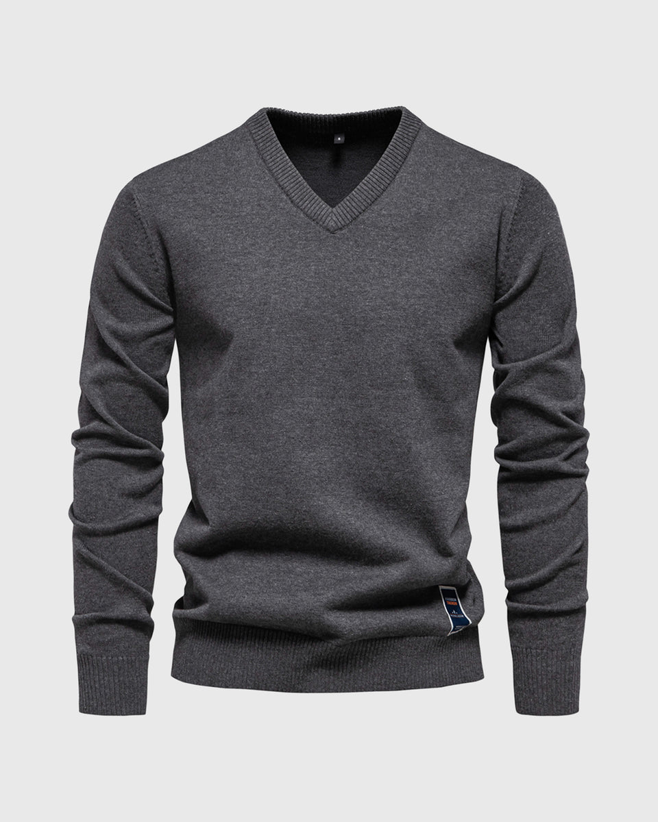 Soft and stylish men's V-neck sweater, perfect for layering and staying warm on autumn days.







