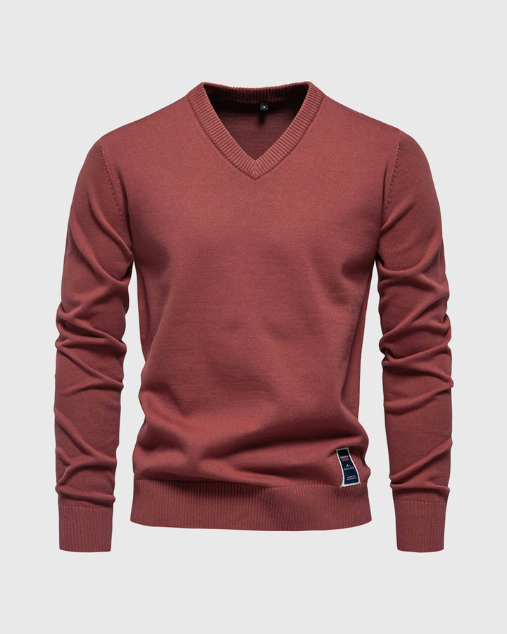 Soft and stylish men's V-neck sweater, perfect for layering and staying warm on autumn days.







