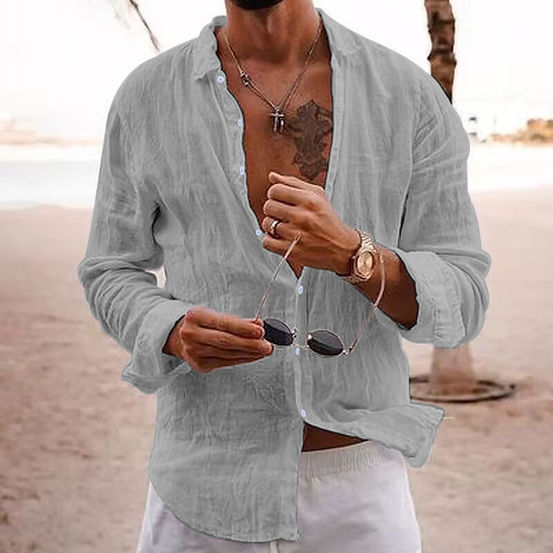 Elegant cotton casual shirt for men with breathable fabric, lightweight design, and timeless style ideal for summer days.