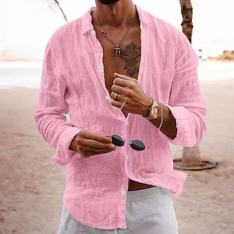 Elegant cotton casual shirt for men with breathable fabric, lightweight design, and timeless style ideal for summer days.