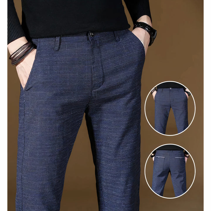  Elegant flexi formal pants with stretchable fabric and tailored fit, perfect for summer days and professional or formal occasions.






