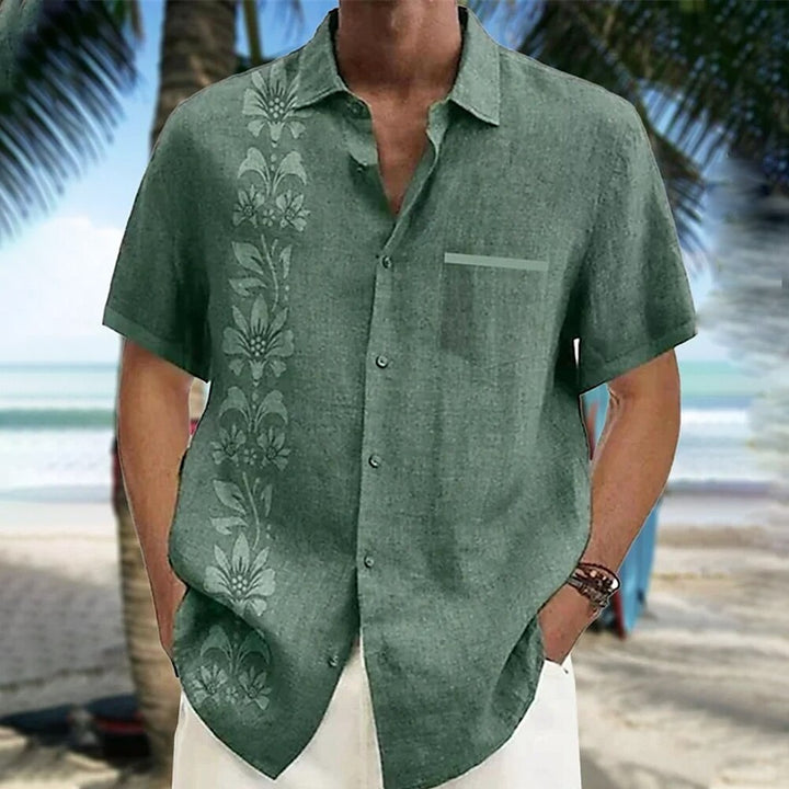  Stylish Hawaiian shirt for men, perfect for summer days, offering comfort and sophistication.






