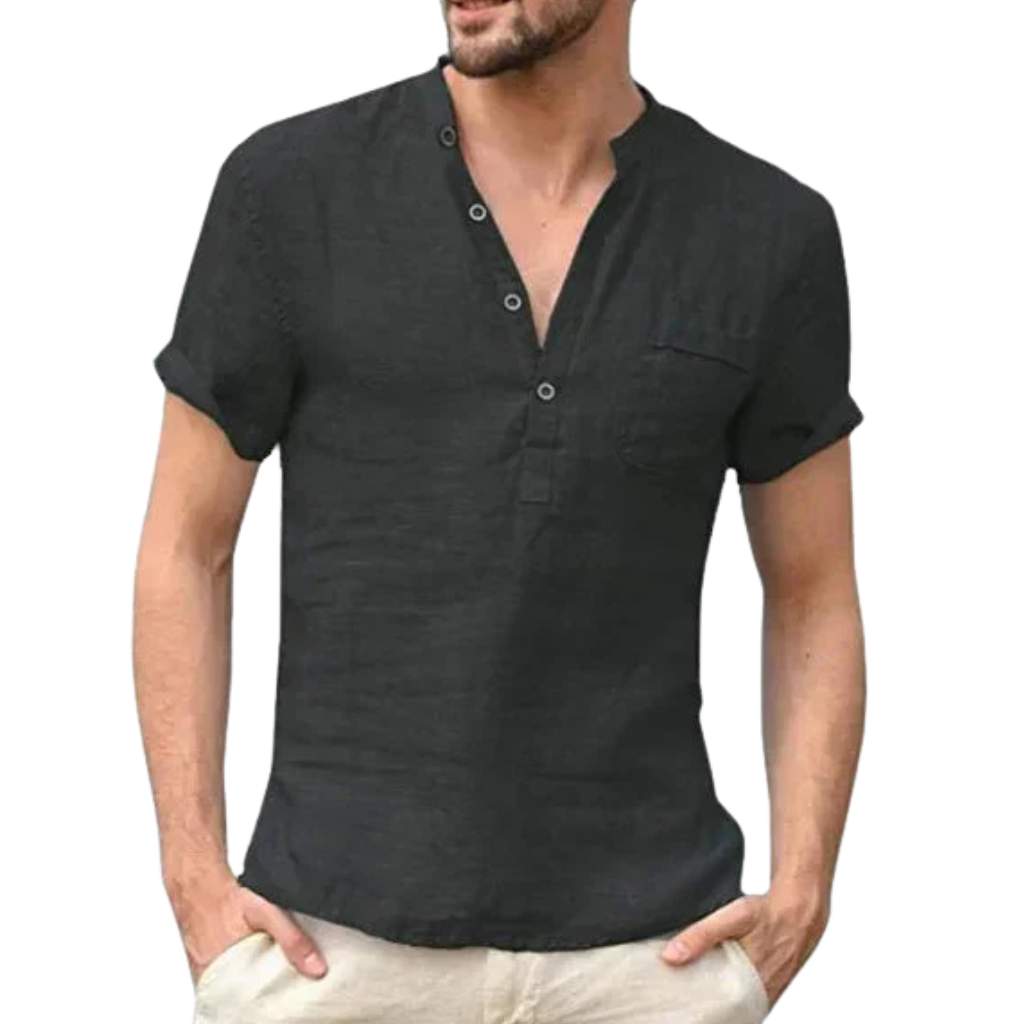 Elegant linen shirt for summer, designed for breathable comfort and versatile style.






