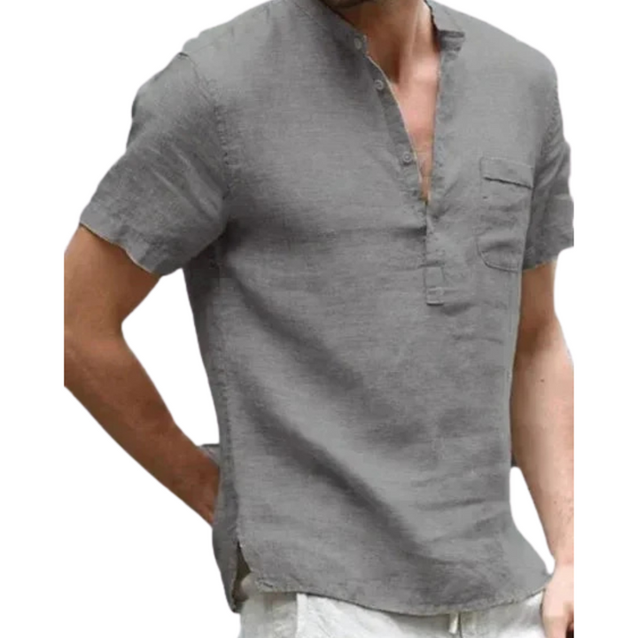 Elegant linen shirt for summer, designed for breathable comfort and versatile style.






