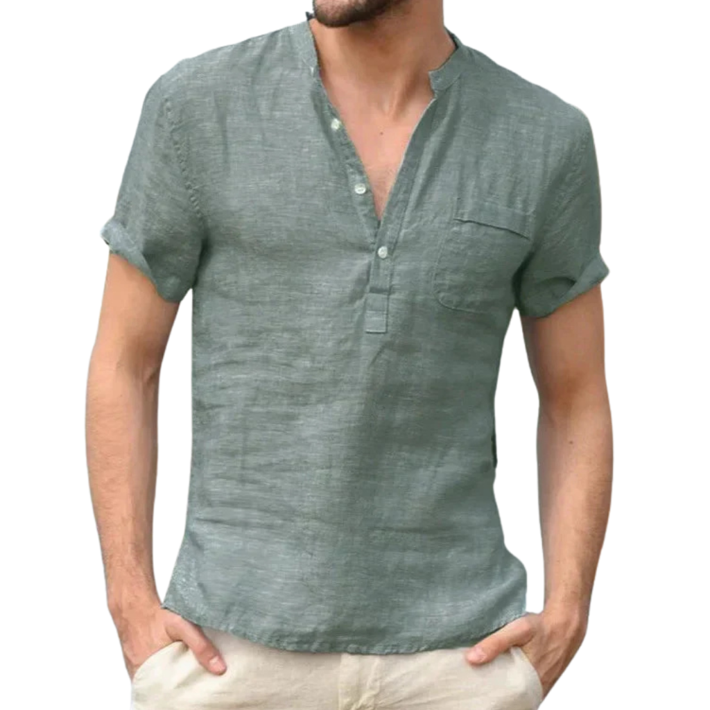 Elegant linen shirt for summer, designed for breathable comfort and versatile style.






