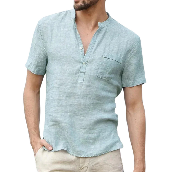 Elegant linen shirt for summer, designed for breathable comfort and versatile style.






