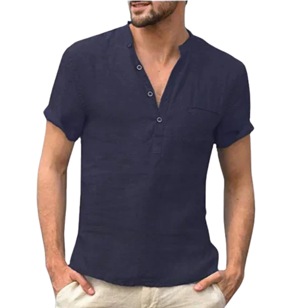 Elegant linen shirt for summer, designed for breathable comfort and versatile style.






