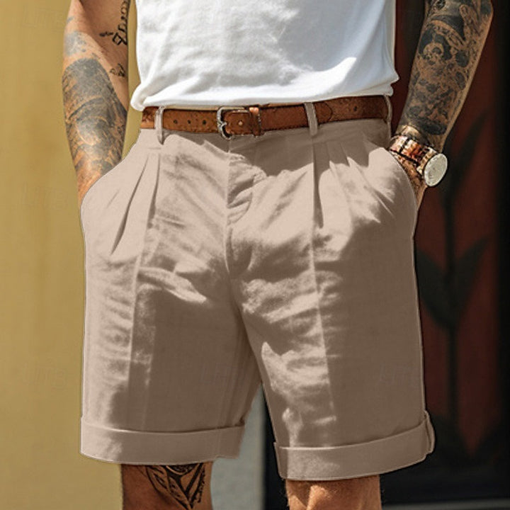 Elegant men's linen shorts with a tailored fit, breathable fabric, and lightweight design, perfect for casual and semi-formal summer occasions.






