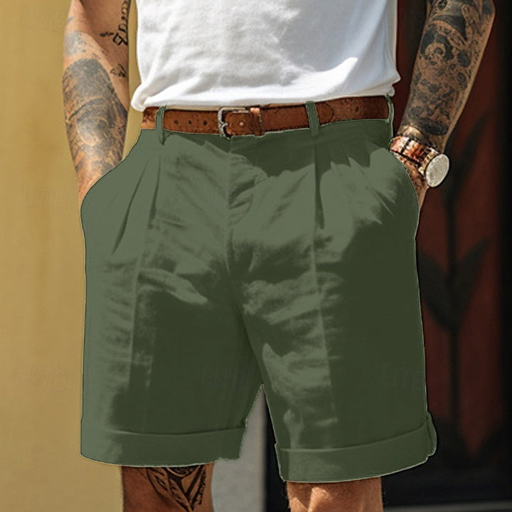 Elegant men's linen shorts with a tailored fit, breathable fabric, and lightweight design, perfect for casual and semi-formal summer occasions.






