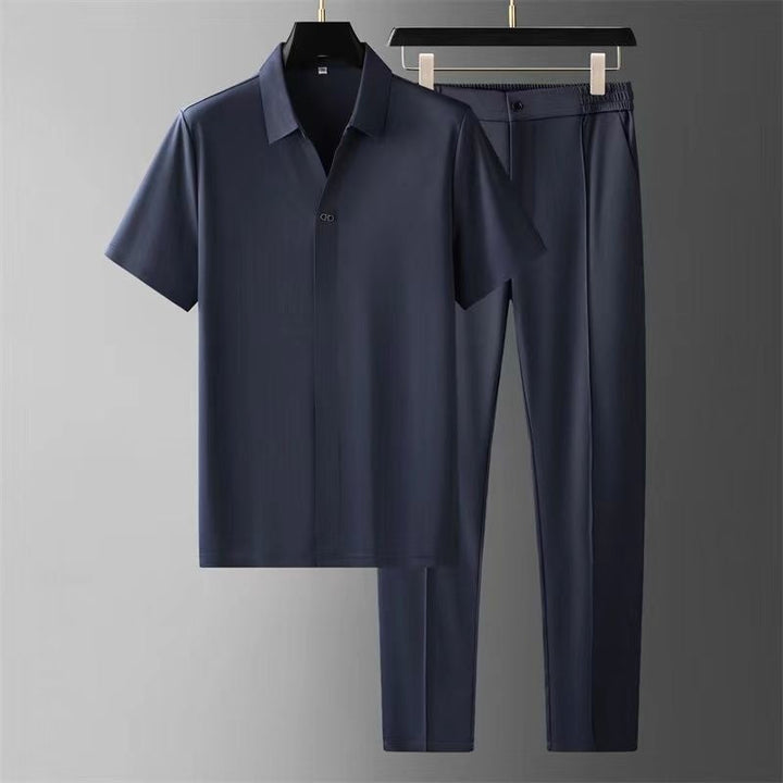 Elegant shirt and pants set designed for comfort and style, ideal for summer days and versatile occasions.






