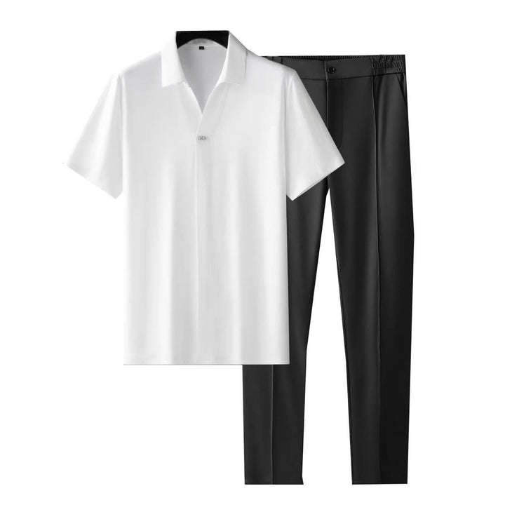 Elegant shirt and pants set designed for comfort and style, ideal for summer days and versatile occasions.






