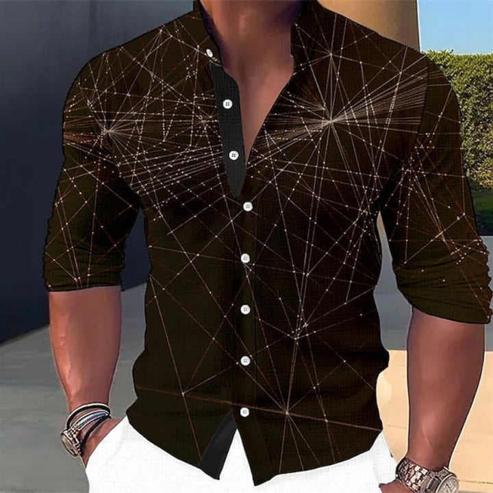 Stylish men’s summer shirt with a 3D geometric print, perfect for warm-weather fashion.







