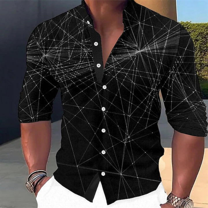 Stylish men’s summer shirt with a 3D geometric print, perfect for warm-weather fashion.







