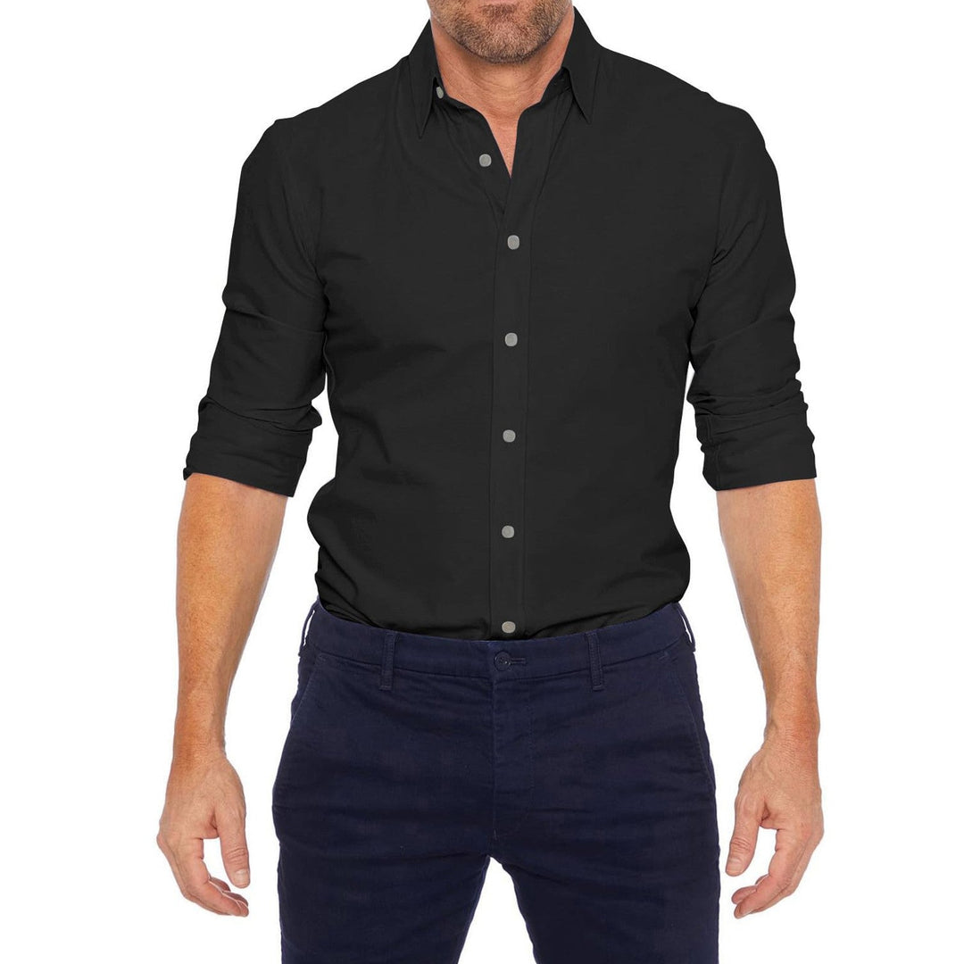 Formal men's business shirt offering a breathable, sharp look for professional settings and long working hours.