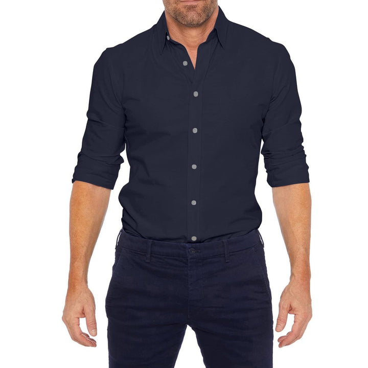 Formal men's business shirt offering a breathable, sharp look for professional settings and long working hours.