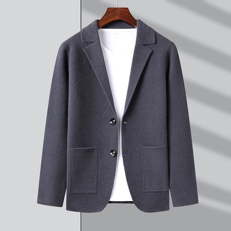 High-quality men's cardigan with breathable knit fabric, perfect for stylish layering on chilly autumn days.